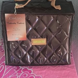 Joy & Iman Shiny Quilted Brown Cosmetic Bag